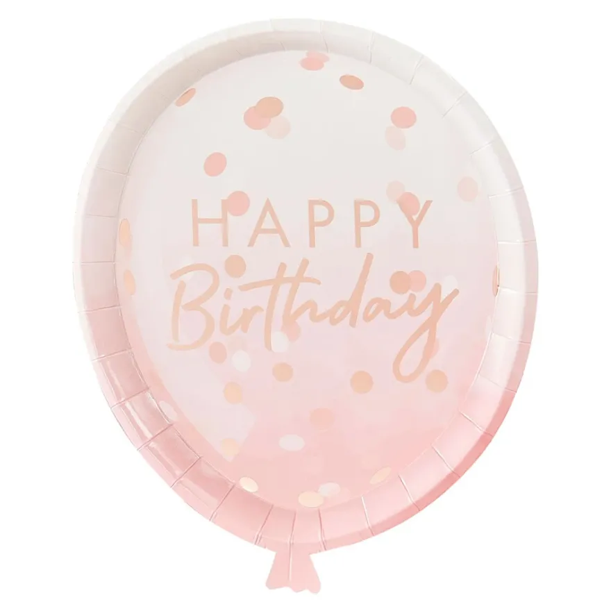 Happy Birthday Pappteller - Luftballon Rosegold