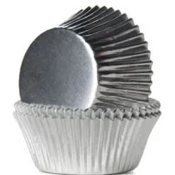 House of Marie Baking Cups Folie Silber 24 Stück