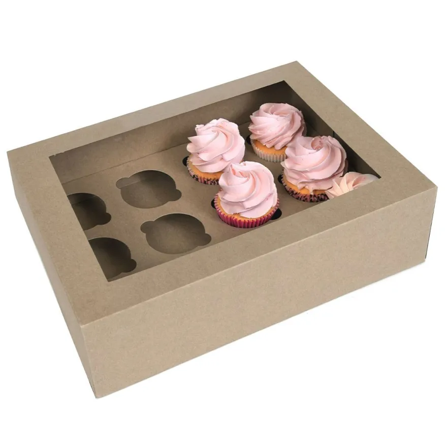 House of Marie Cupcake Schachtel 12 - Kraft pk/2