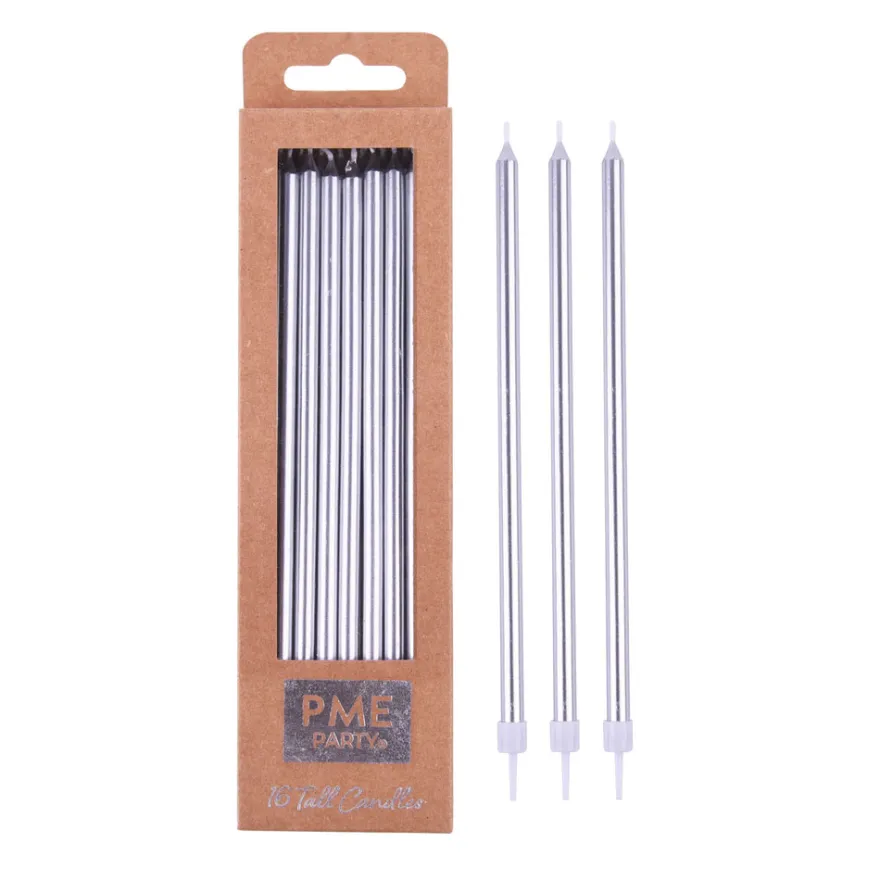 Kerzen Silber extra hoch 18cm - 16 Stück