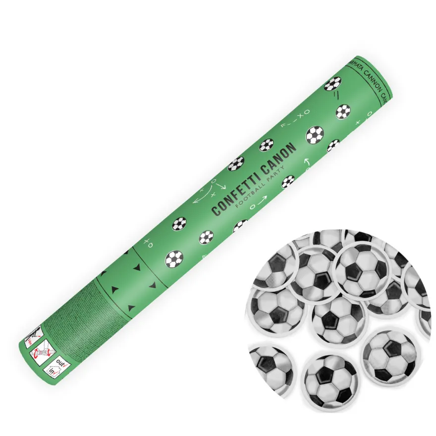 Konfettikanone mit Fußball-Konfetti