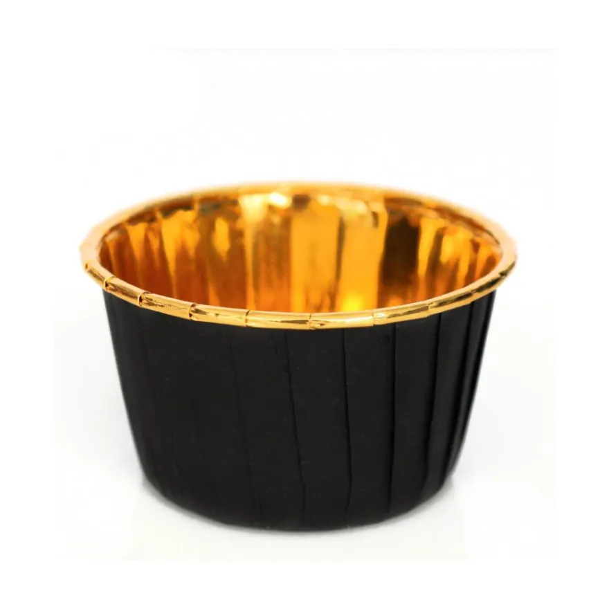 Muffinförmchen aus Aluminiumfolie - Schwarz/Gold 50 Stück