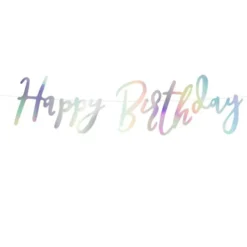 Narwahl Partydeco Banner - Happy Birthday irisierend