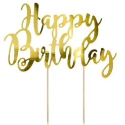 PartyDeco Cake Topper Happy Birthday - Gold