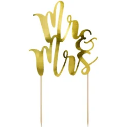 PartyDeco Cake Topper Mr & Mrs - Gold
