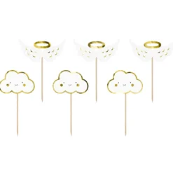 Partydeco Cupcake Topper Wolken und Flügel 6 Stück