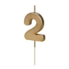 Partydeco Geburtstagskerze Zahlenkerze Gold - Zahl 2