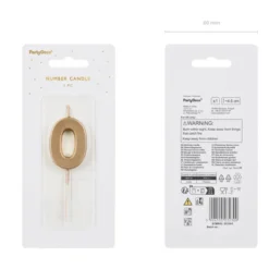 Partydeco Geburtstagskerze Zahlenkerze Gold - Zahl 0