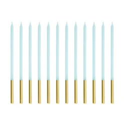 Partydeco Kerzen extra hoch Blau/Gold - 12 Stück
