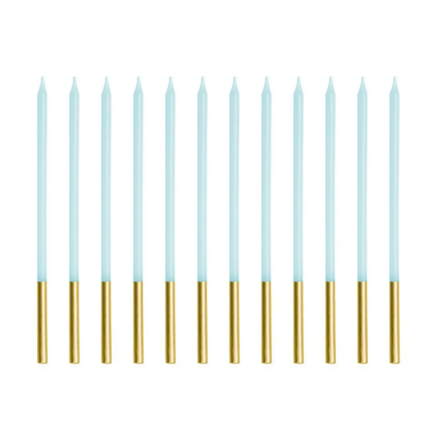 Partydeco Kerzen extra hoch Blau/Gold - 12 Stück