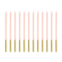 Partydeco Kerzen extra hoch Rosa/Gold - 12 Stück