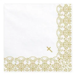Partydeco Servietten Kommunion - Kreuz Gold