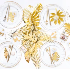 Partydeco Tischdekoration Aloha - tropische Blätter gold
