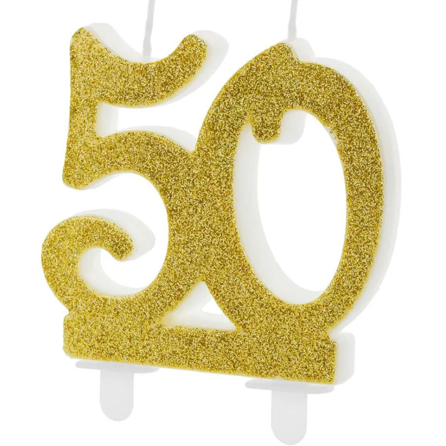 Partydeco Zahlenkerze Gold Glossy - 50