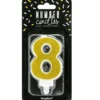 PartyDeco Zahlenkerze Gold - Nummer 8
