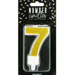 PartyDeco Zahlenkerze Gold - Nummer 7