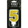 PartyDeco Zahlenkerze Gold - Nummer 5