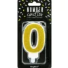 PartyDeco Zahlenkerze Gold - Nummer 0