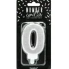 PartyDeco Zahlenkerze Silber - Nummer 0