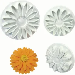 PME Ausstecher mit Auswerfer und Prägung – Gerbera & Daisy 3tlg
