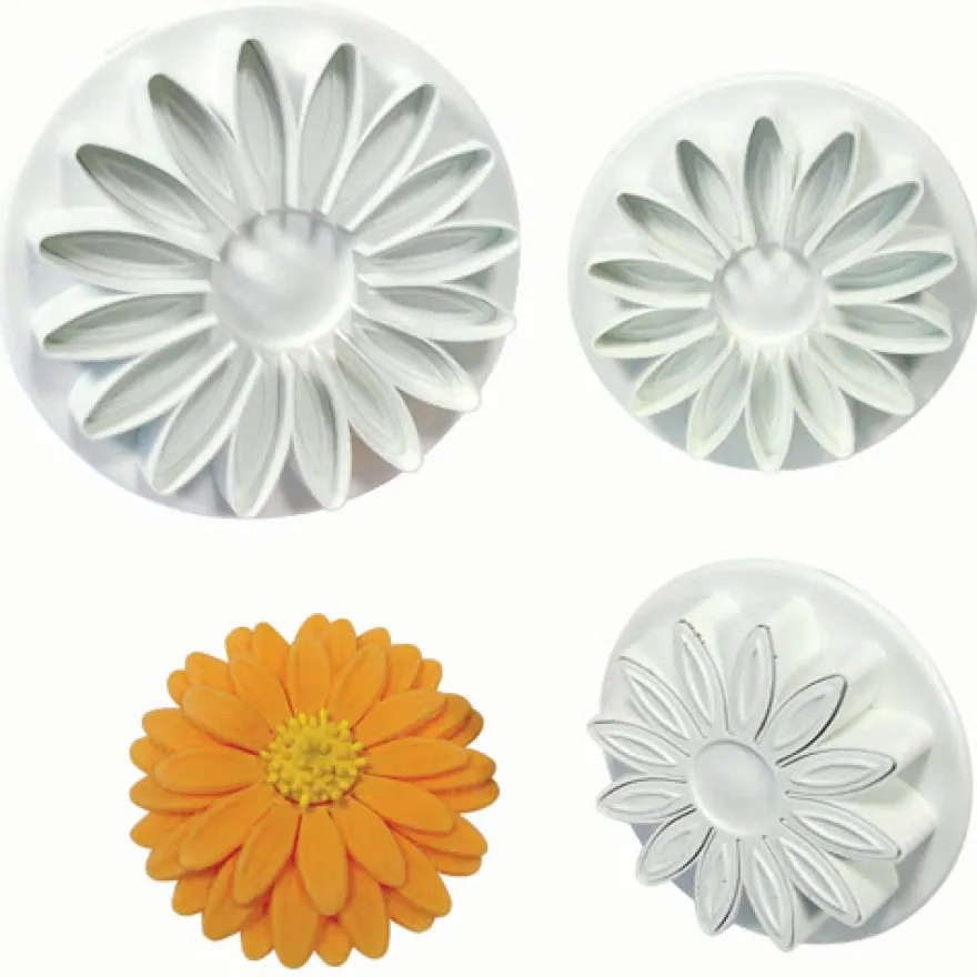 PME Ausstecher mit Auswerfer und Prägung – Gerbera & Daisy 3tlg