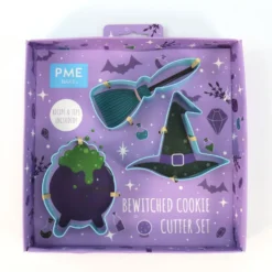 PME Halloween Ausstecherset - Hexenkessel, Besen & Hut
