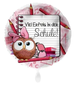 Premioloon Luftballon - Einschulung Rosa Eule