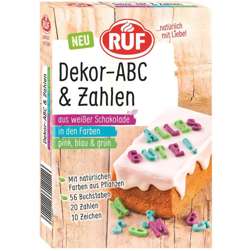RUF Dekor ABC & Zahlen aus Schokolade - Bunt