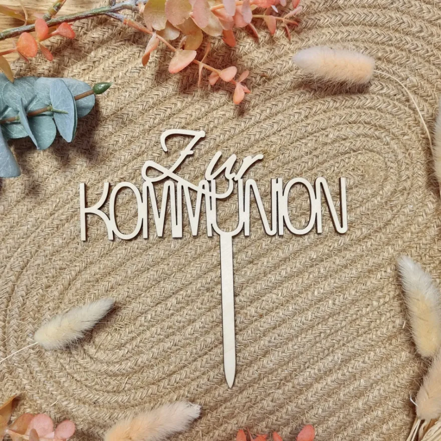 SC Cake Topper Holz - Zur Kommunion