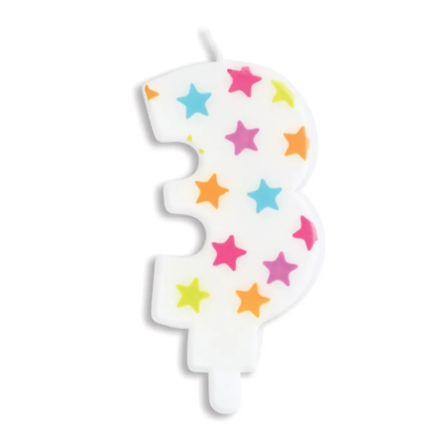 Scrapcooking bunte Zahlenkerze Kerze - Zahl 3