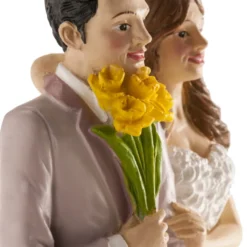 Tortenfigur Hochzeit - Brautpaar mit gelben Blumen