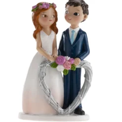 Tortenfigur Hochzeit - Brautpaar mit Herzkranz