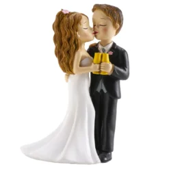 Tortenfigur Hochzeit - Brautpaar mit Sektglas