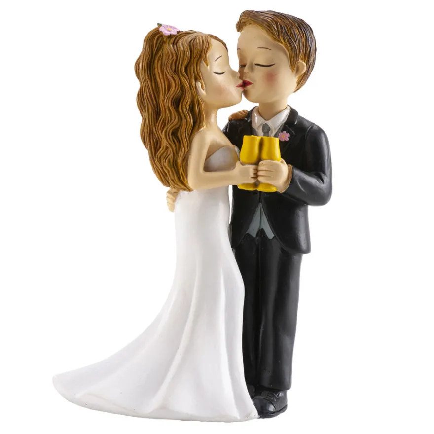Tortenfigur Hochzeit - Brautpaar mit Sektglas