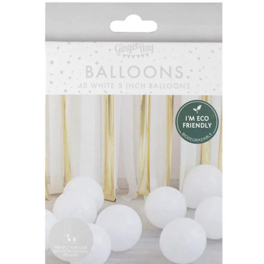 Umweltfreundliche Luftballons - 40 Stück Weiß