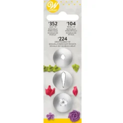 Wilton Tülle Decorating Tip Set #352 Blatt, #104 Blüte, #224 Blume